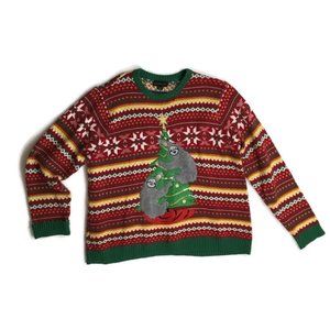 Sloth Winter Holiday Ugly Christmas Sweater Size XXL  2XL Blizzard Bay